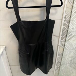 Amanda Uprichard Black Faux Leather Mini Dress